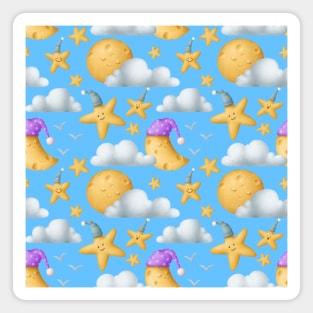 Sleeping pattern with cute stars and moons Magnet